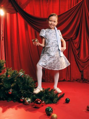 Жаккард с голубым бантом